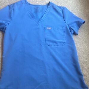 Figs Classic Blue V-Neck Scrub Top